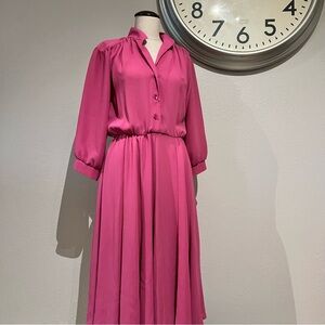 Vintage Fuchsia Long Sleeve Dress